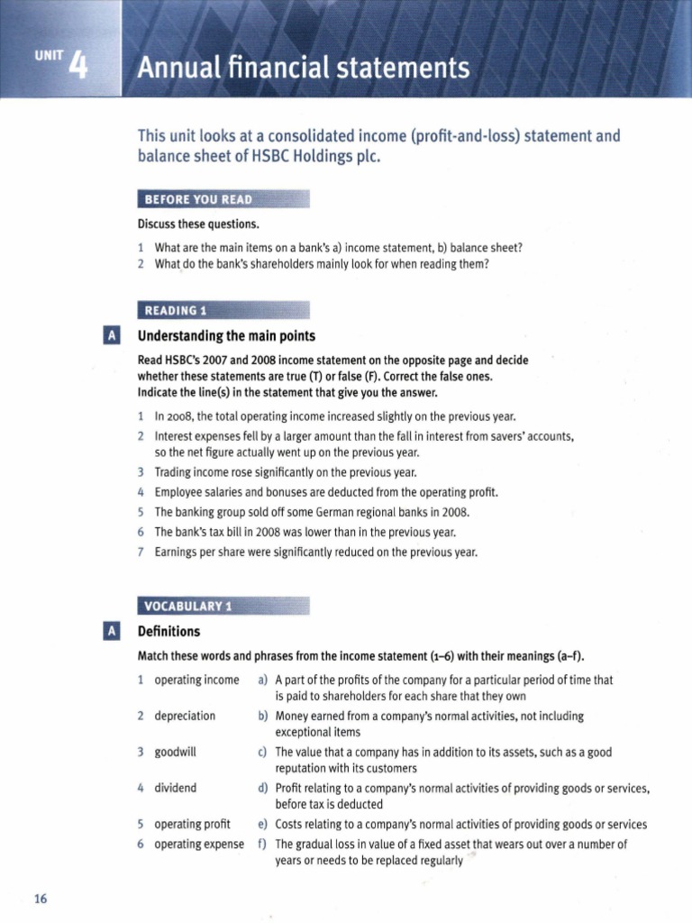 This Unit Looks at A Consolidated Income (Profit-And-Loss) Statement ...
