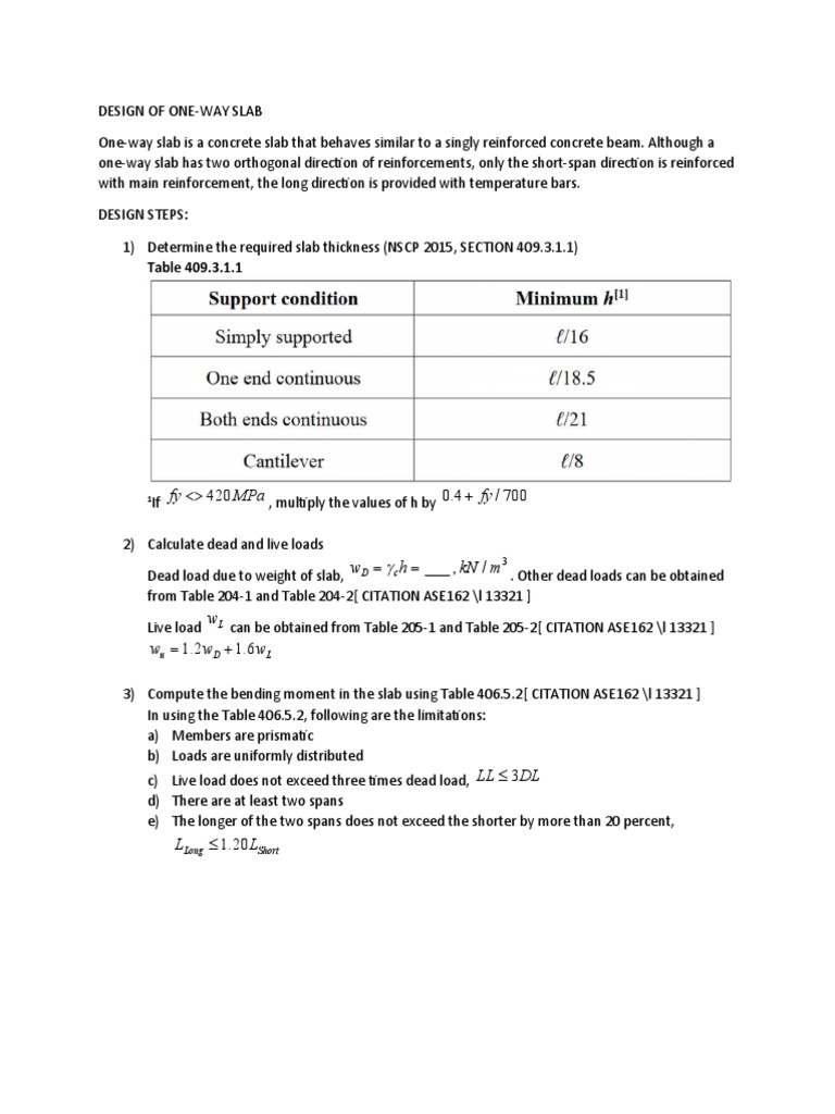 Design of a One-Way Reinforced Concrete Slab: A Step-by-Step Guide ...
