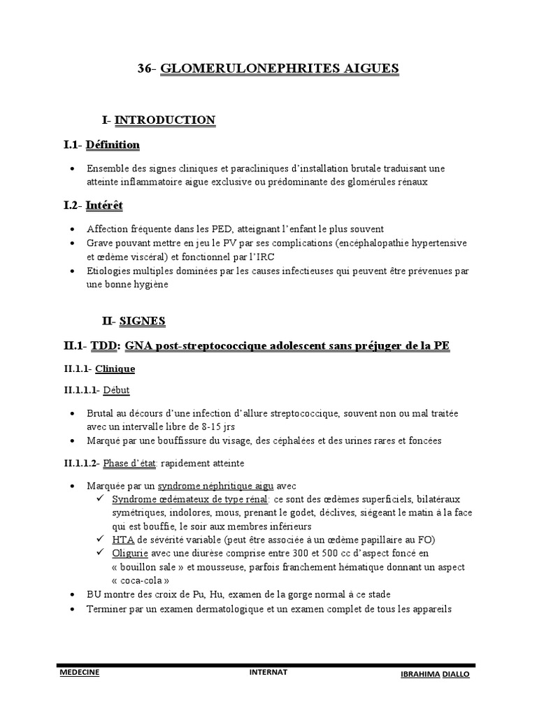 33-Glomerulonephrites Aigues | PDF | Hypertension artérielle ...