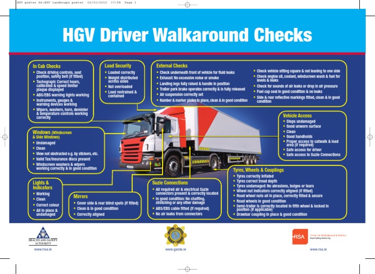 HGV Driver WalkAround Checks Poster PDF Tire Vehicles