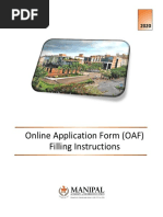 Online Application Form (OAF) Filling Instructions