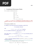 1 Conditioned Extremum Points: Conditioned Extremum Point of F With Respect To The Set C