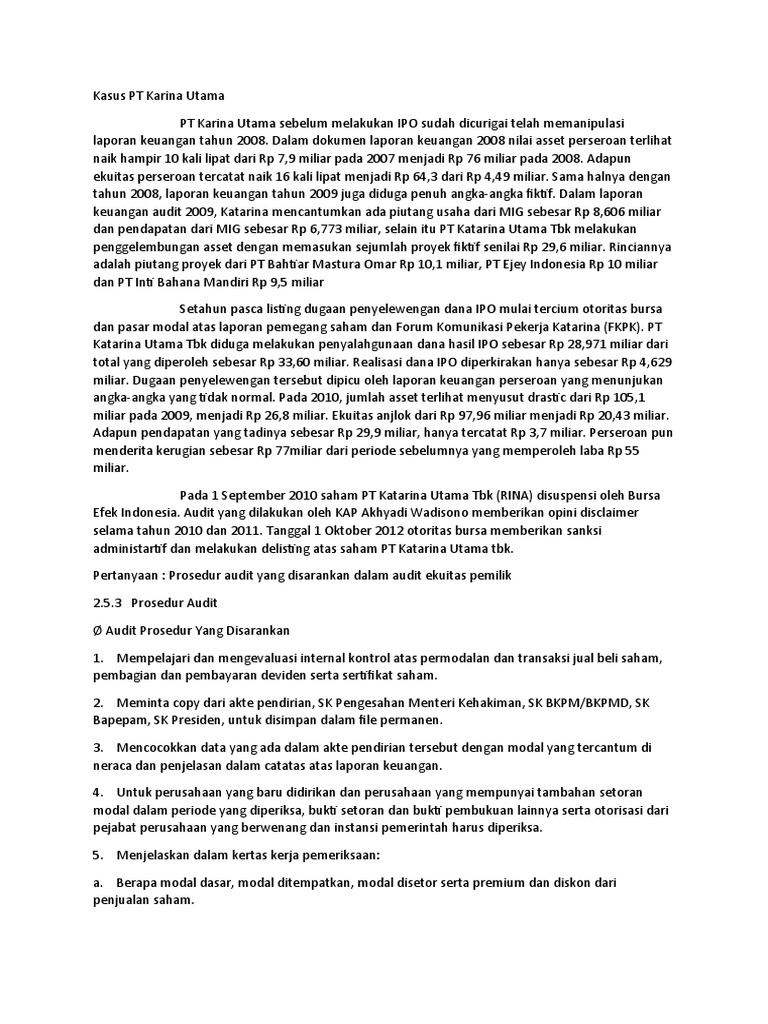 Kasus Soal Dan Jawaban Audit Siklus Pendapatan Pdf