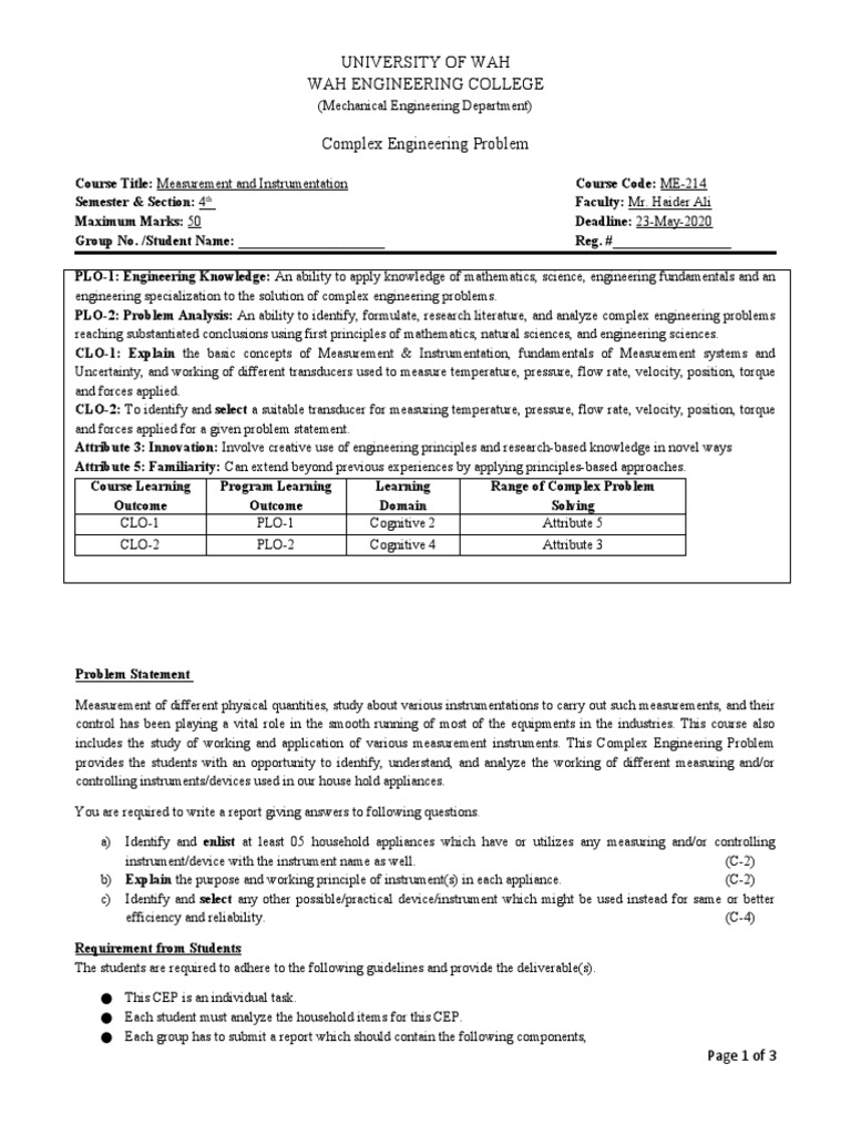 Measurement & Instrumentation Report | PDF | Instrumentation | Engineering