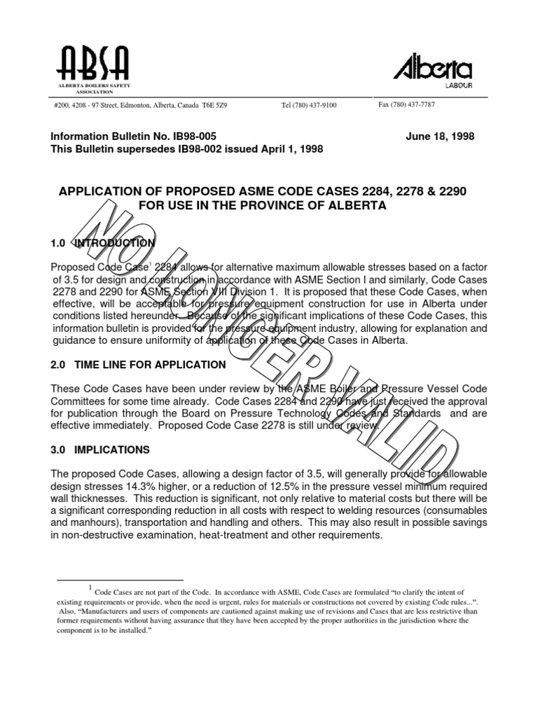 Alberta ASME Code Cases Overview | PDF | Strength Of Materials | Yield ...