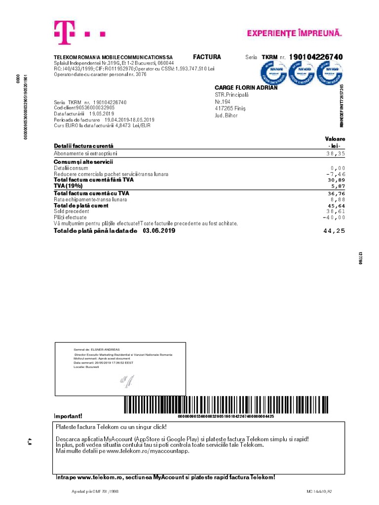 Factura Detaliată Telekom Romania | PDF | Mobile Telecommunications ...