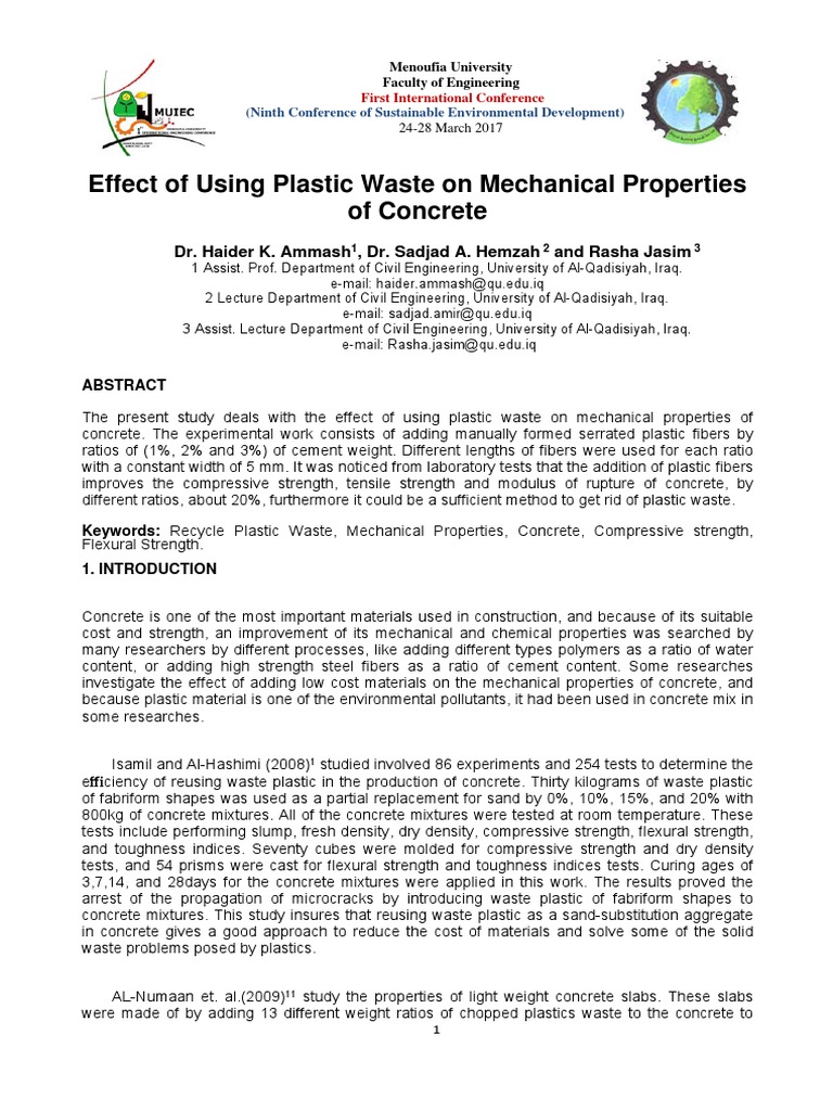 Plastic Waste Impact on Concrete Strength | PDF | Strength Of Materials ...