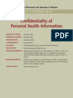 Confidentiality of Personal Health Information: C P S O