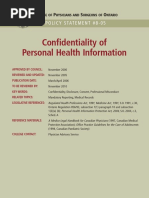 Confidentiality of Personal Health Information: C P S O