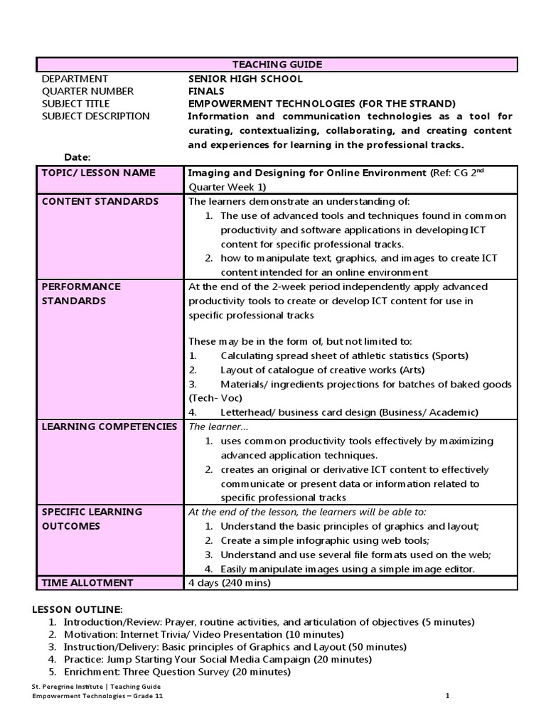 Empowerment Technologies Teaching Guide | PDF | Graphics | Educational ...
