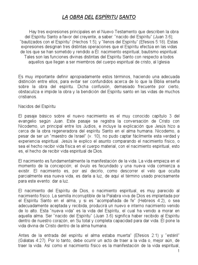 La Obra Del Espíritu Santo | PDF | espíritu Santo | Pentecostés
