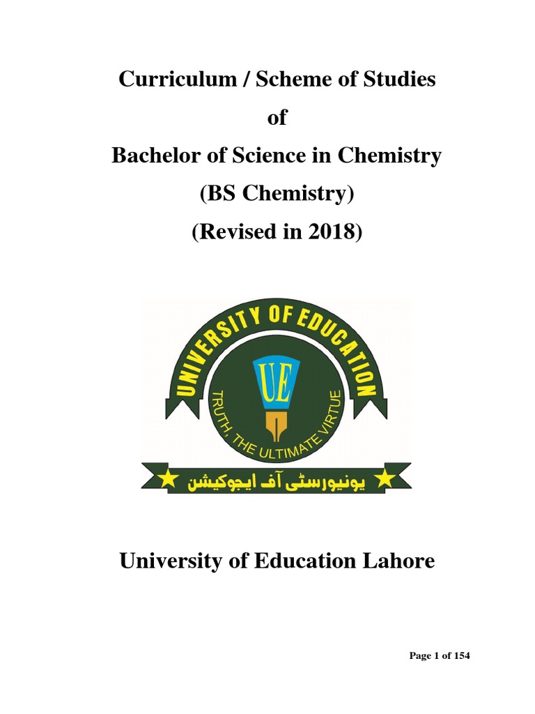 Curriculum / Scheme of Studies of Bachelor of Science in Chemistry (BS ...