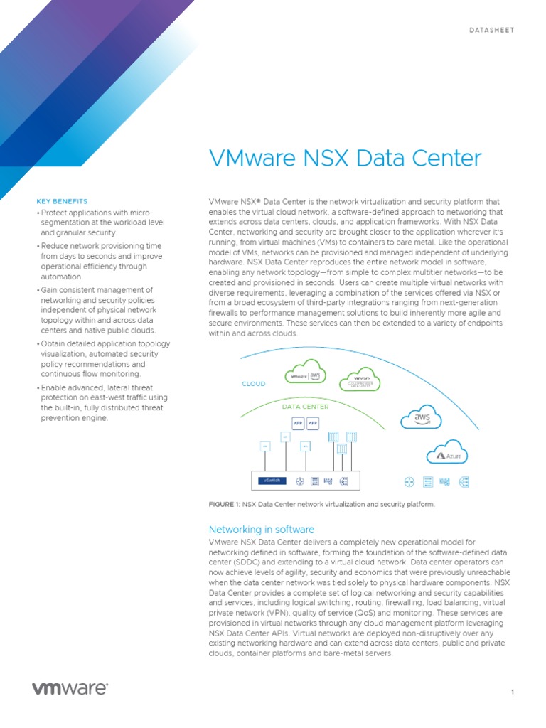 Vmware NSX Data Center: Key Benefits | PDF | Cloud Computing | V Mware