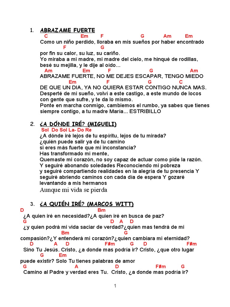 Cancionero Con Acordes Misa | PDF | María, madre de Jesús | Amor, image size:768x1024