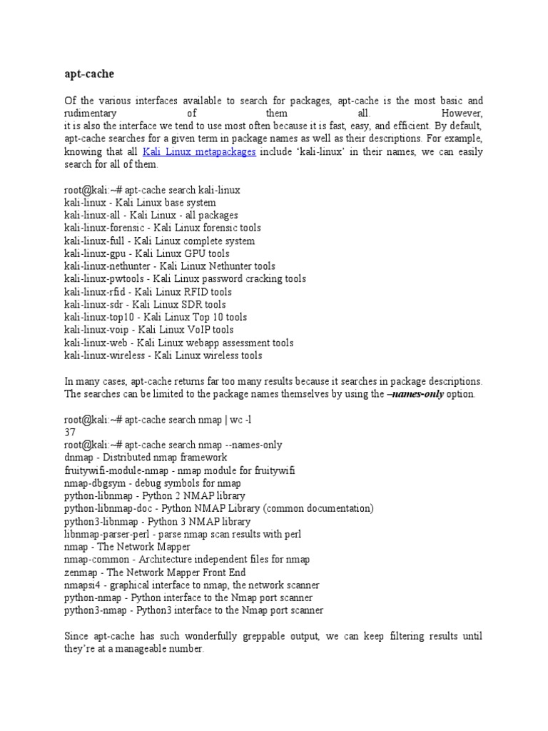 Apt-Cache: Kali Linux Metapackages | PDF | Usb Flash Drive | Superuser