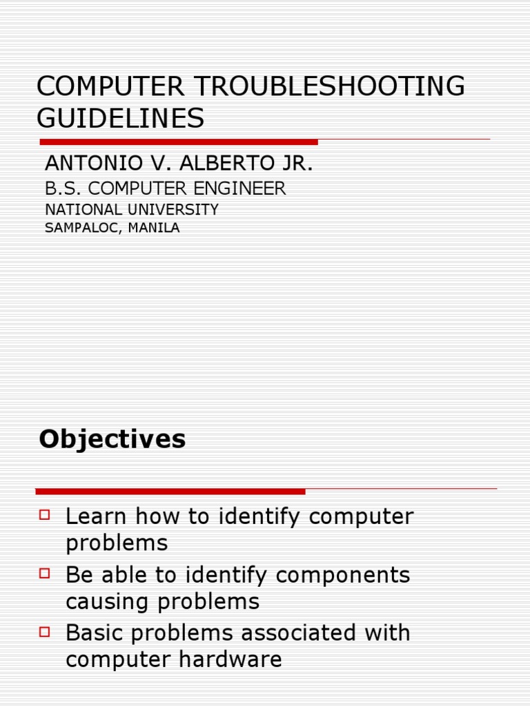 Computer Troubleshooting Guidelines: Antonio V. Alberto JR | PDF ...