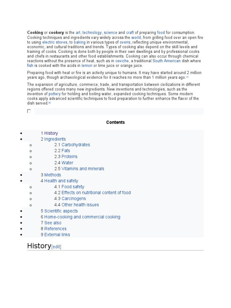 History: Cooking or Cookery Is The | PDF | Cooking | Foods