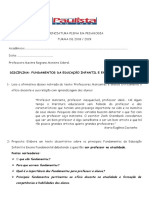 Trabalho Fundamentos Da Educação Infantil e Ensino Fundamental