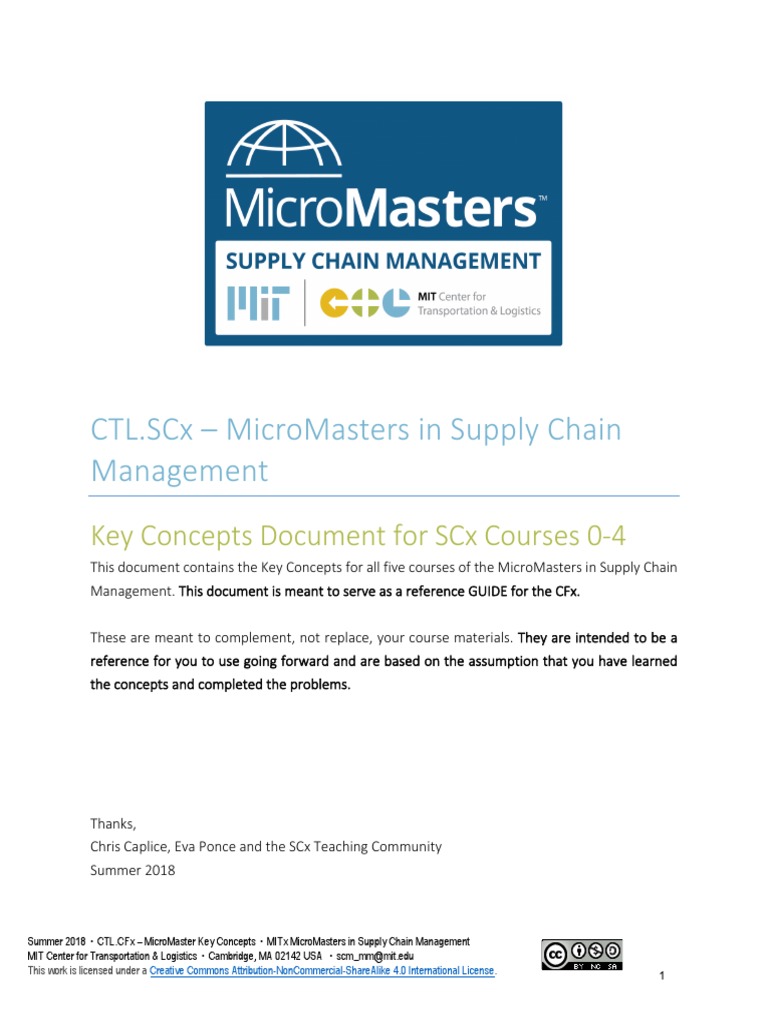 Mitx Micromasters Scm Keyconcepts Supply Chain Supply Chain Management