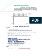 Examen final de concreto armado I: análisis estructural y diseño de pórtico