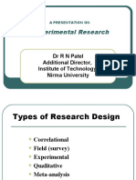 Experimental Research: Drrnpatel Additional Director, Institute of Technology Nirma University