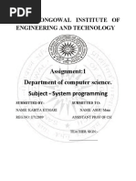 Assignment:1 Department of Computer Science. Subject - System Programming