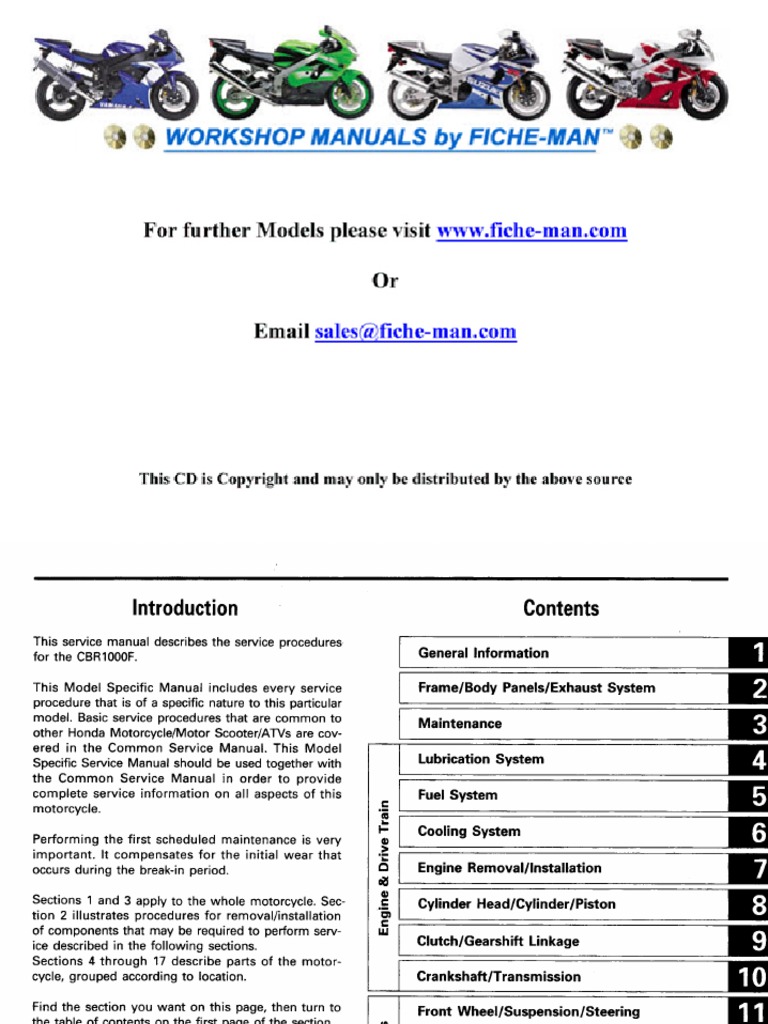 Honda CBR1000F Service Manual | PDF