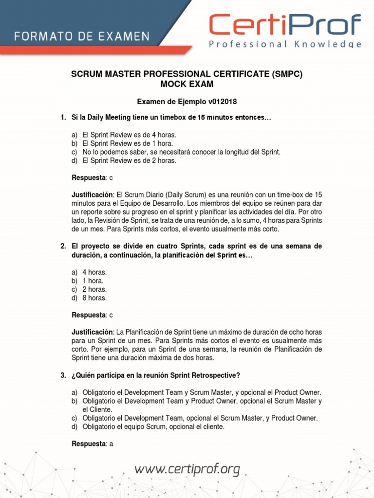 Examen Simulado Scrum Master 2023 | PDF | Scrum (desarrollo de software ...