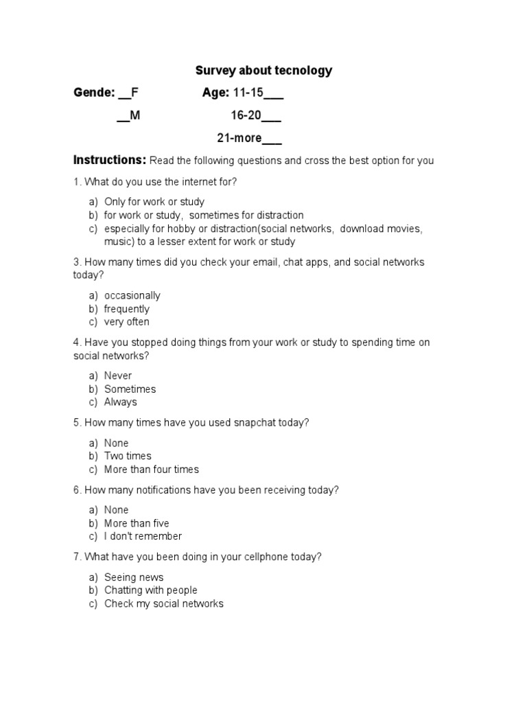 Survey About Tecnology | PDF | Communication | Computing And ...