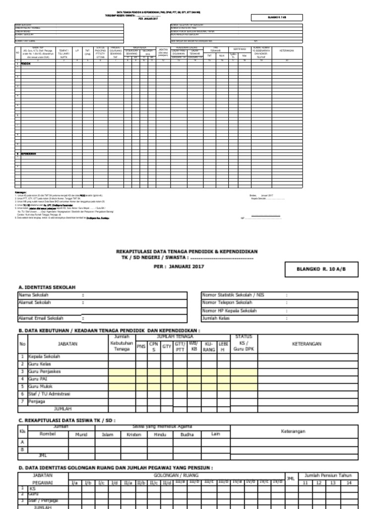 Format R10 dan R7 Kebutuhan Guru | PDF