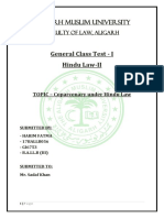 Aligarh Muslim University: General Class Test - I Hindu Law-II