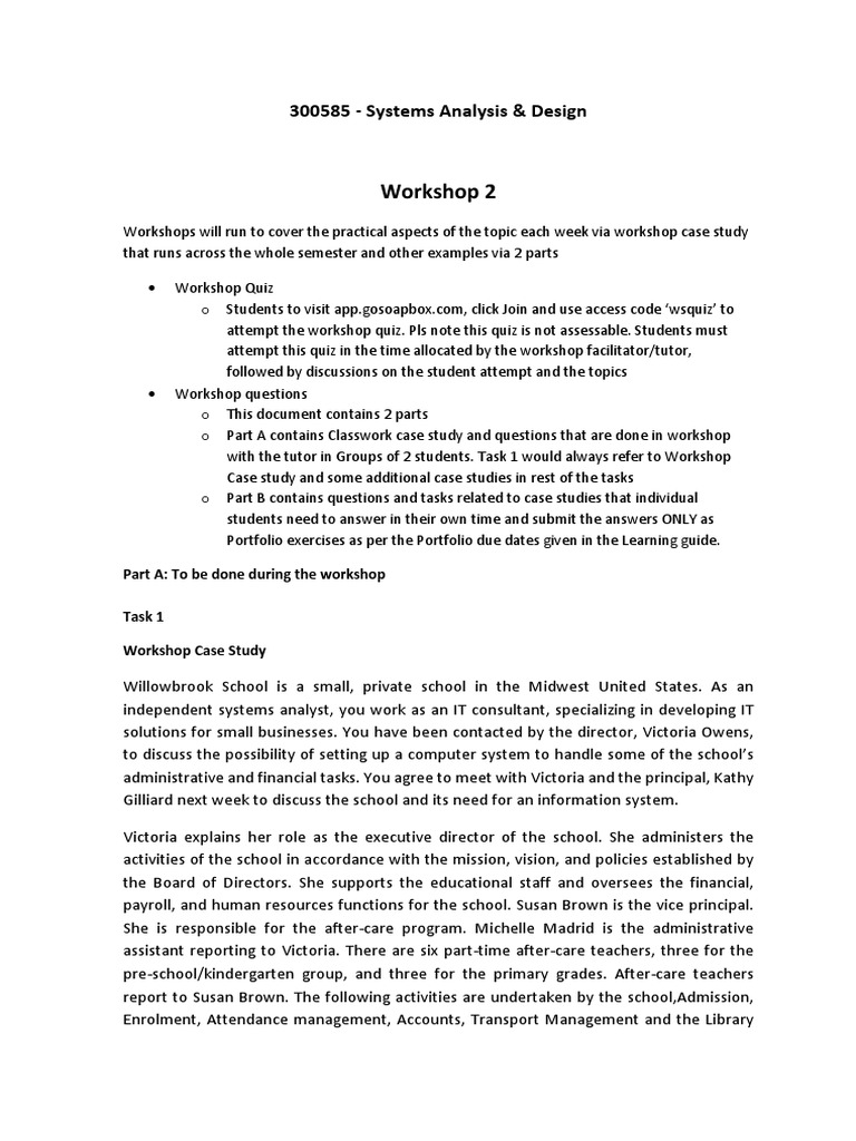 Workshop on Systems Analysis & Design | PDF | Wearable Technology ...