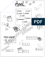 Cls. 1 - School Objects Worksheet 2