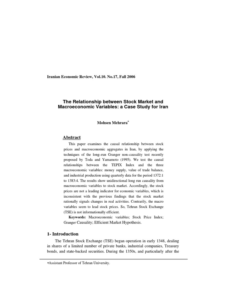 The Relationship Between Stock Market and Macroeconomic Variables - A ...
