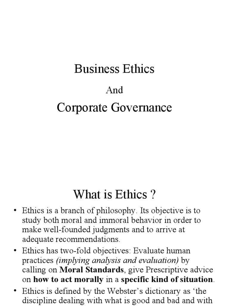 Understanding Business Ethics & Governance | PDF | Morality | Business ...