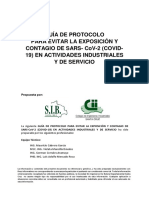 GUÍA DE PROTOCOLO PARA EVITAR LA EXPOSICIOìN Y CONTAGIO DE SARS-CoV-2 (COVID-19) EN ACTIVIDADES INDUSTRIALES Y DE SERVICIO