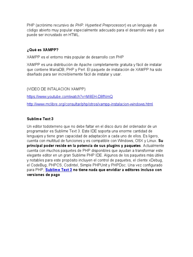 Guía de PHP y XAMPP para Desarrollo Web | PDF | Php | SQL