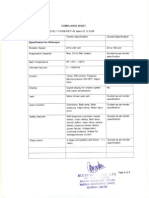 COMPLIANCE SHEET SPECIFICATIONS