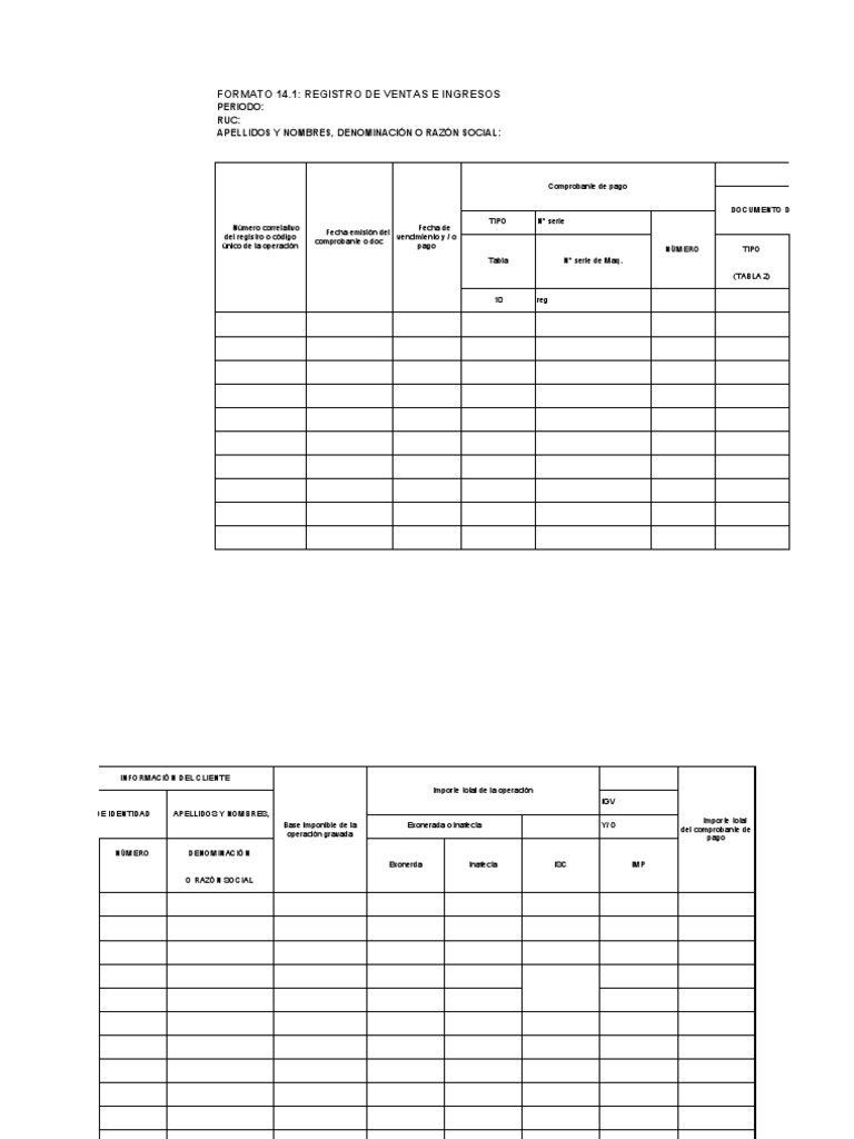 Formatos de Registro de Ventas y Compras | PDF | Bancos | Bancario