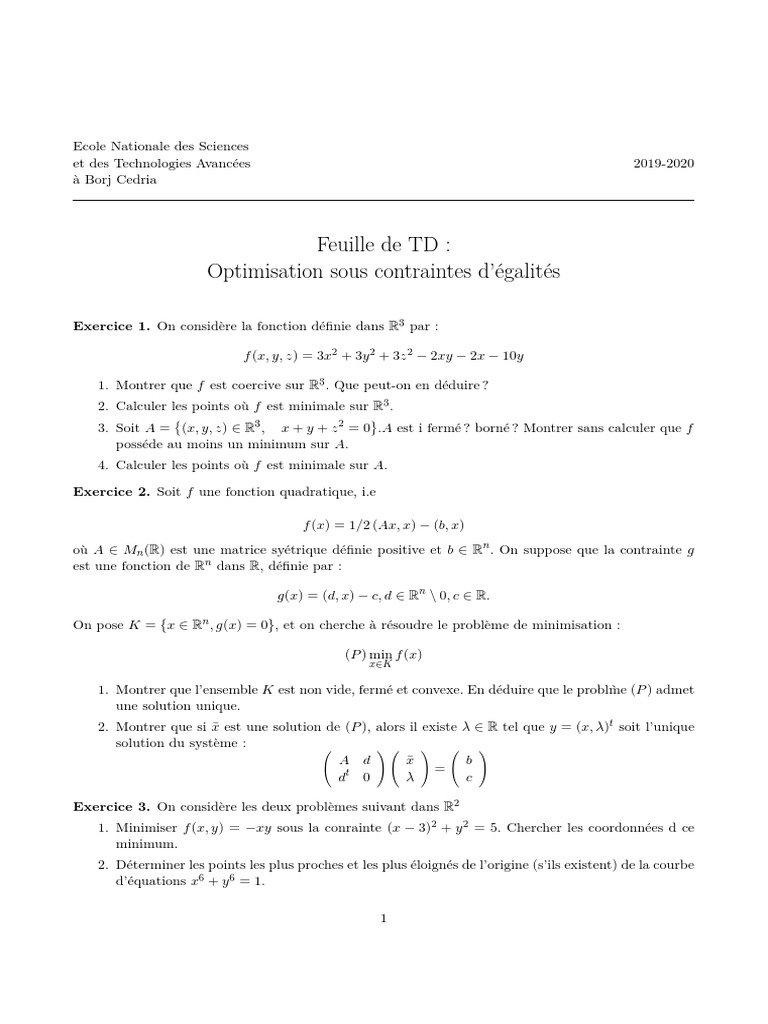 Opt TD2 | PDF | Optimisation mathématique | Algorithmes