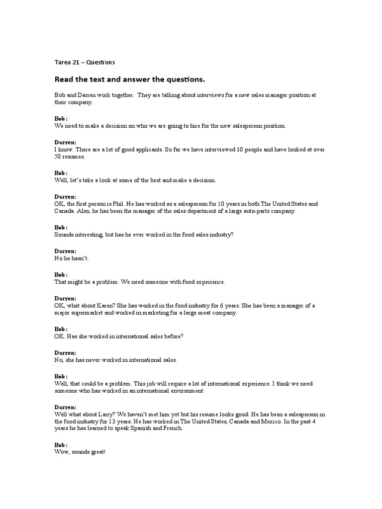 Interviewing for New Sales Manager Food Industry Experience Required