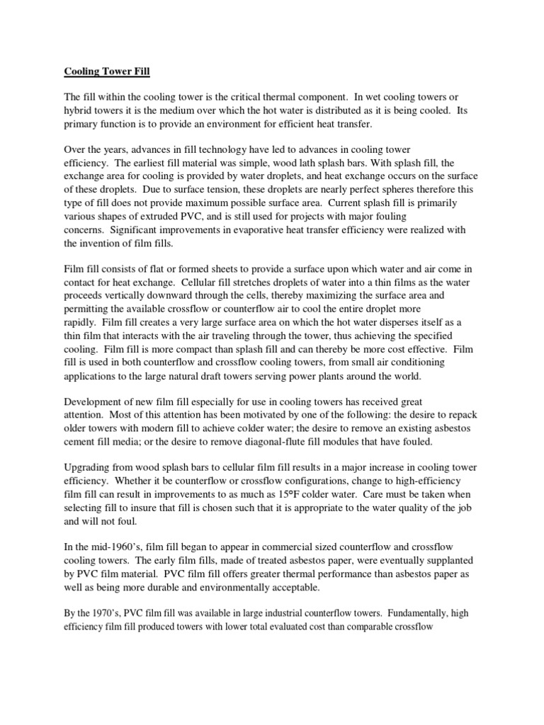 Cooling Tower Fill PDF Filtration Water