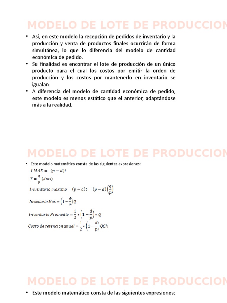Modelo de Lote de Produccion - Descuentos | PDF