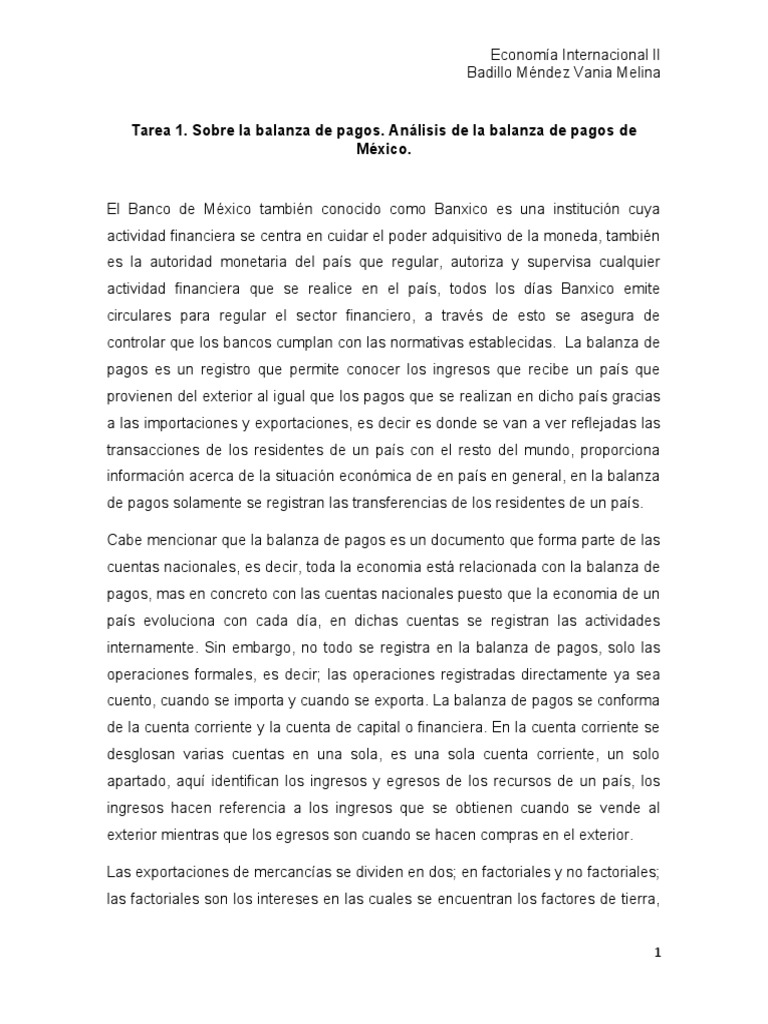 Análisis de la Balanza de Pagos en México | PDF | Balance de pagos ...