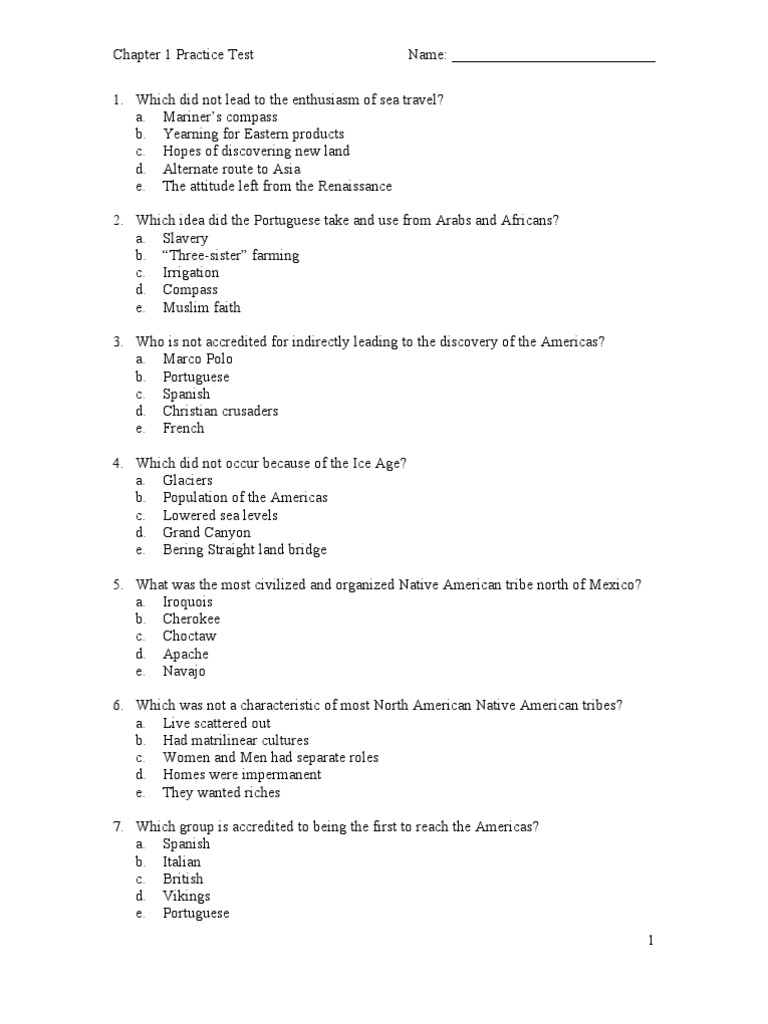 American History AP Chapter 1 Test Conquistador North America