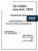Indian Evidence Act-ADMISSIBILITY OF FACTS AND EVIDENCE-Apoorv Chopra-813-LL.B 3YR (4th SEM)