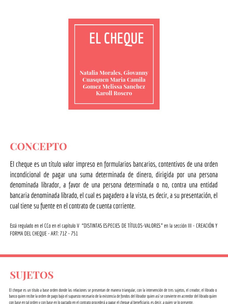 Elementos y tipos de cheques | PDF | Cheque | Bancos