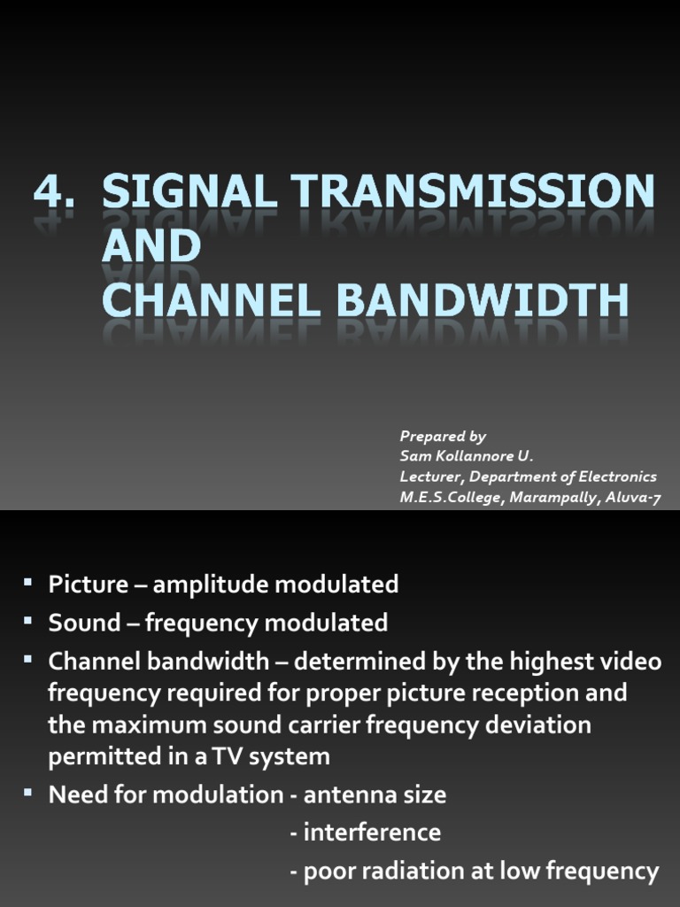 Signal Transmission & Channel Bandwidth PDF Frequency Modulation