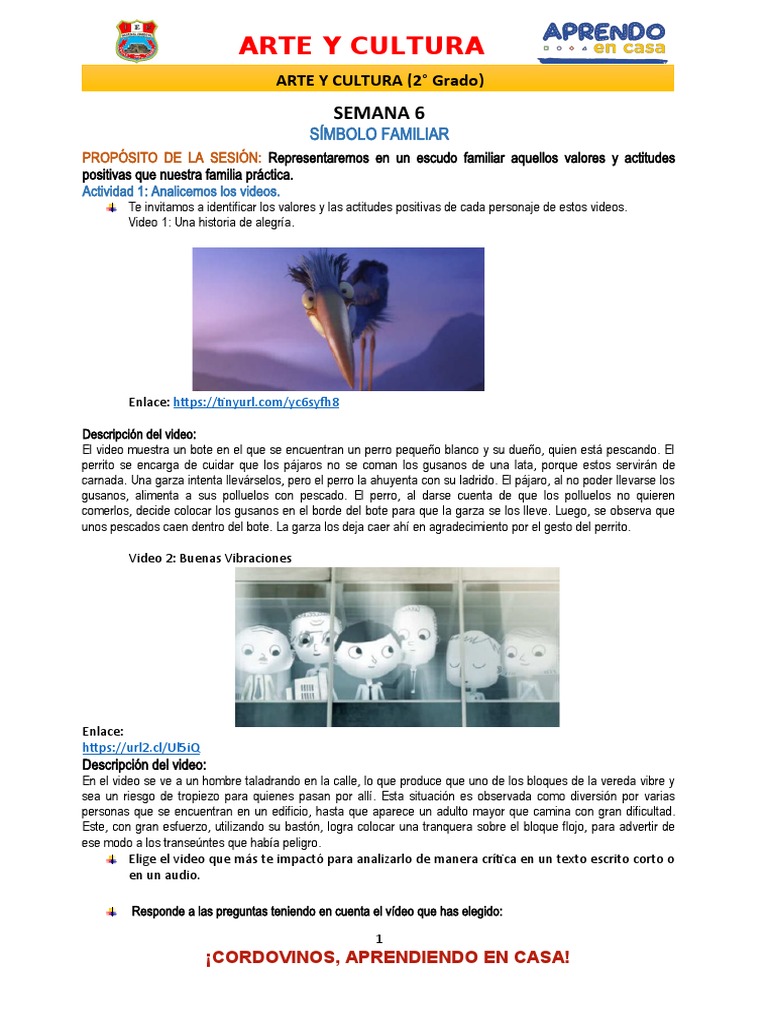 Ficha - de - Actividades - Arte - y - Cultura - 2° Grado - Semana 6 ...