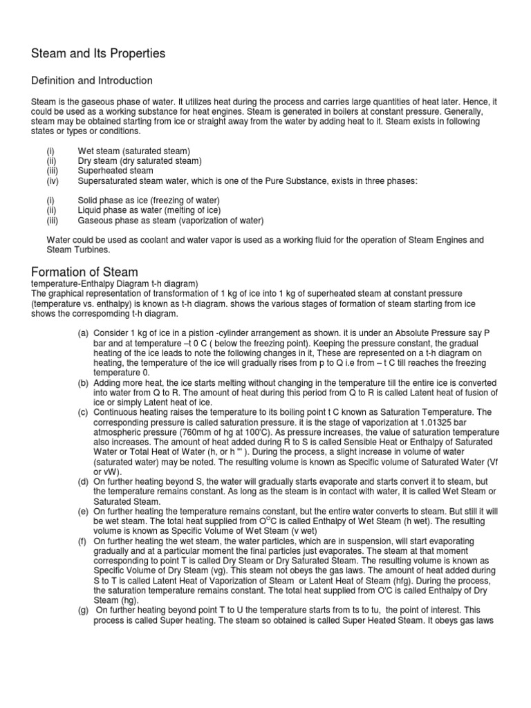 Understanding Steam Properties and Types | PDF | Steam | Enthalpy